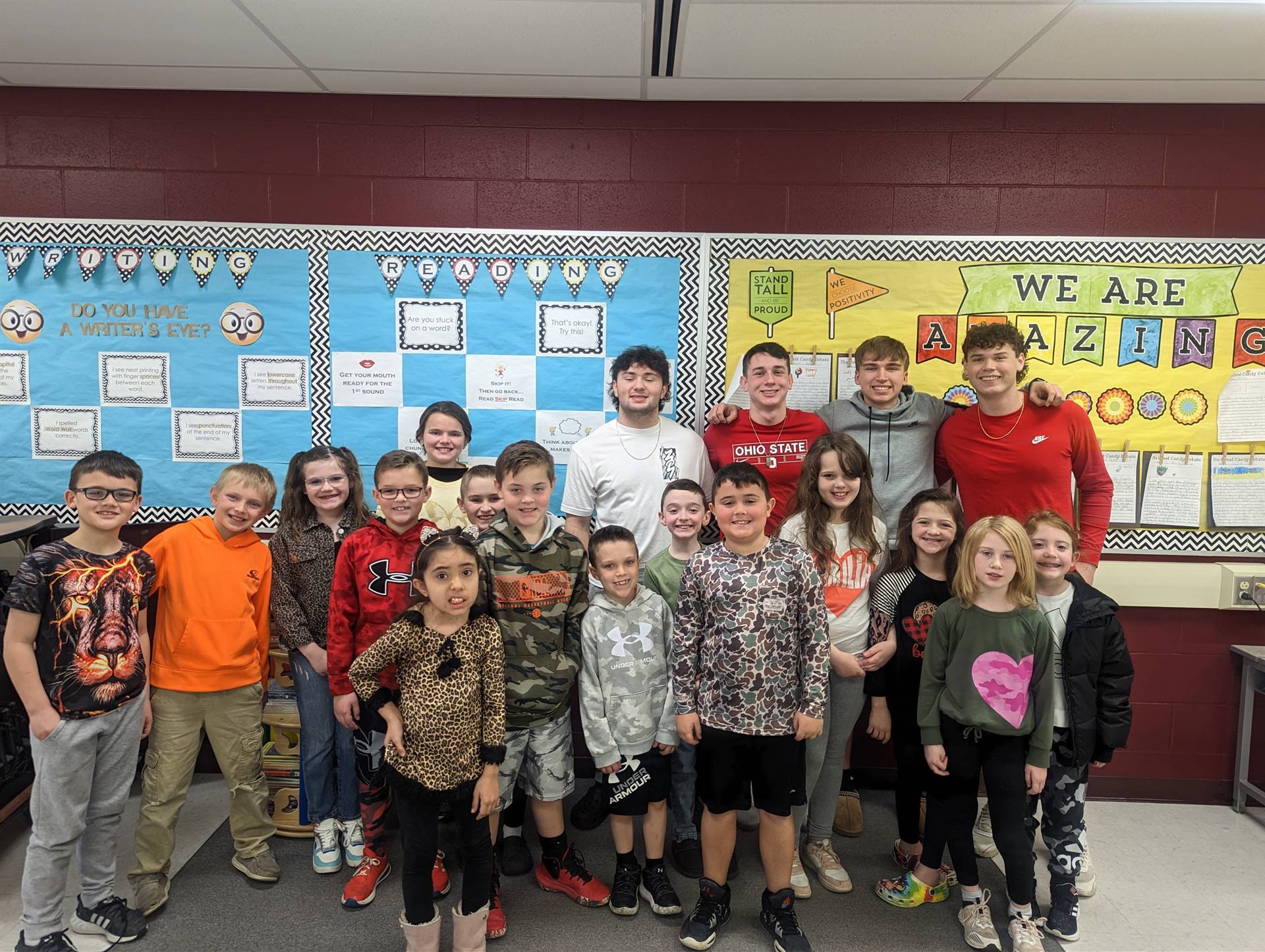 Basketball Players Reading to 3rd Graders